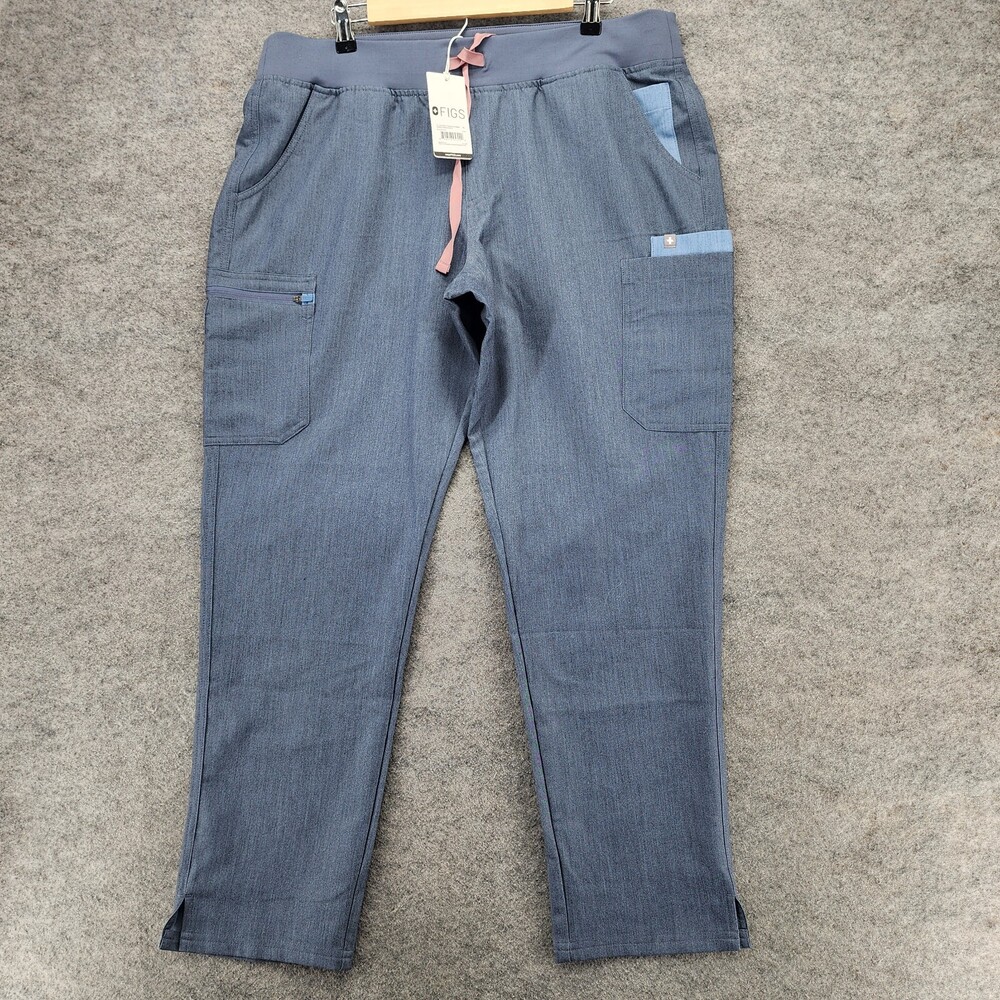 FIGS Scrub Pants Womens XL Pull On Blue Yoga Waistband Technical Collection